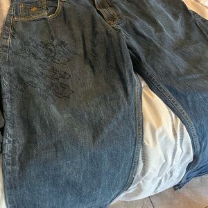 Rocawear Dark Blue Relaxed Jeans with Black Embroidery